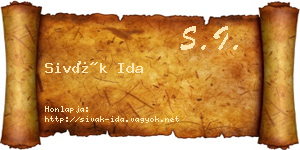 Sivák Ida névjegykártya